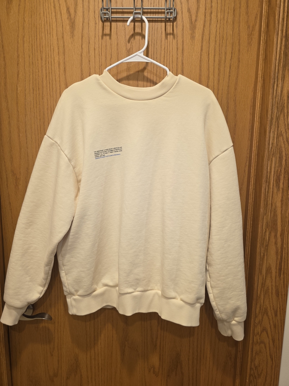 Pangaia Zurich Cream Crewneck Sweatshirt with Subtle Chest Print
